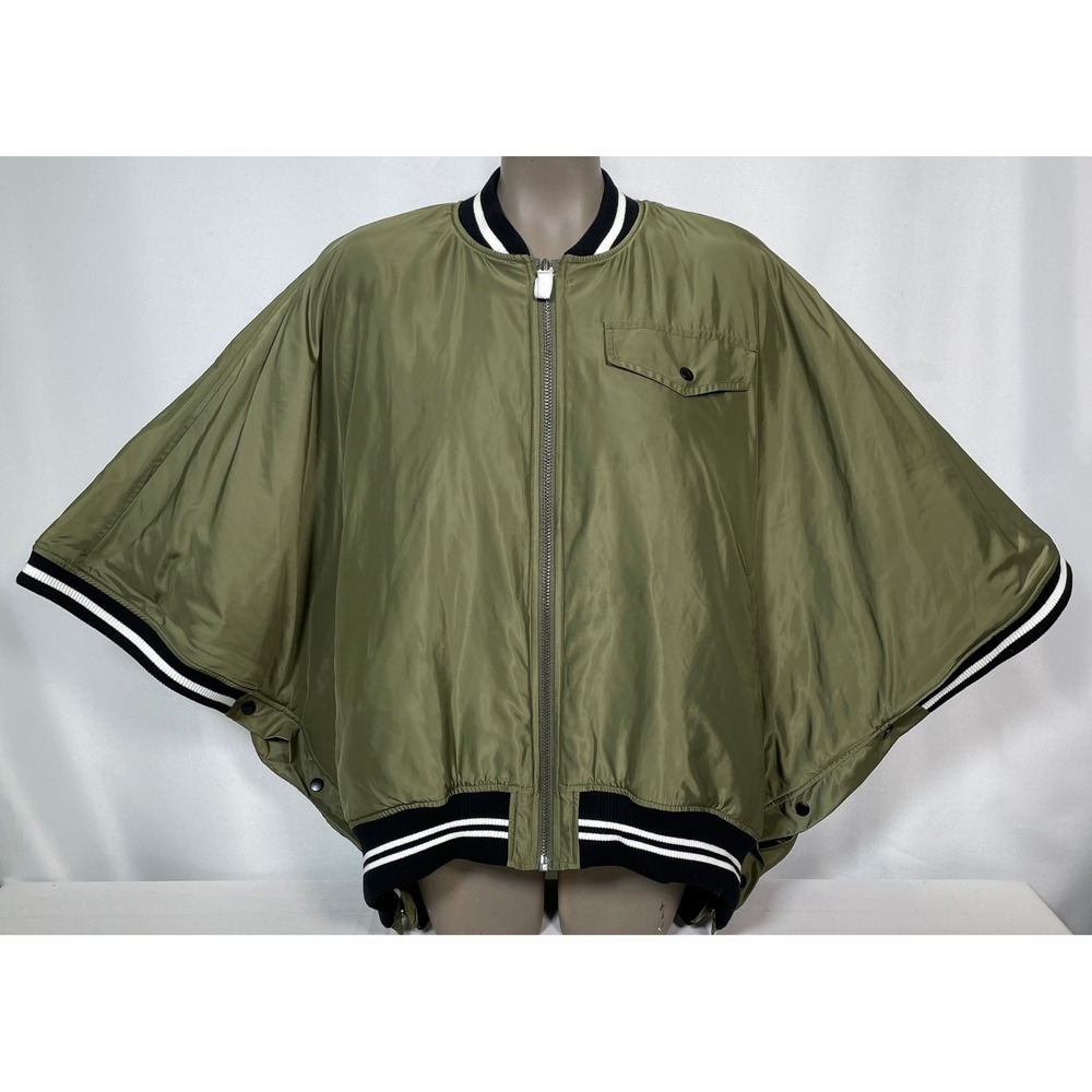 Pilcro Anthropologie Moss Green Zip Front Bomber Poncho Cape Women's L/XL NWT